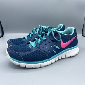 Nike Flex Run Sneakers Womens US Size 8.5 Blue White Running Fit Sole 580440-403